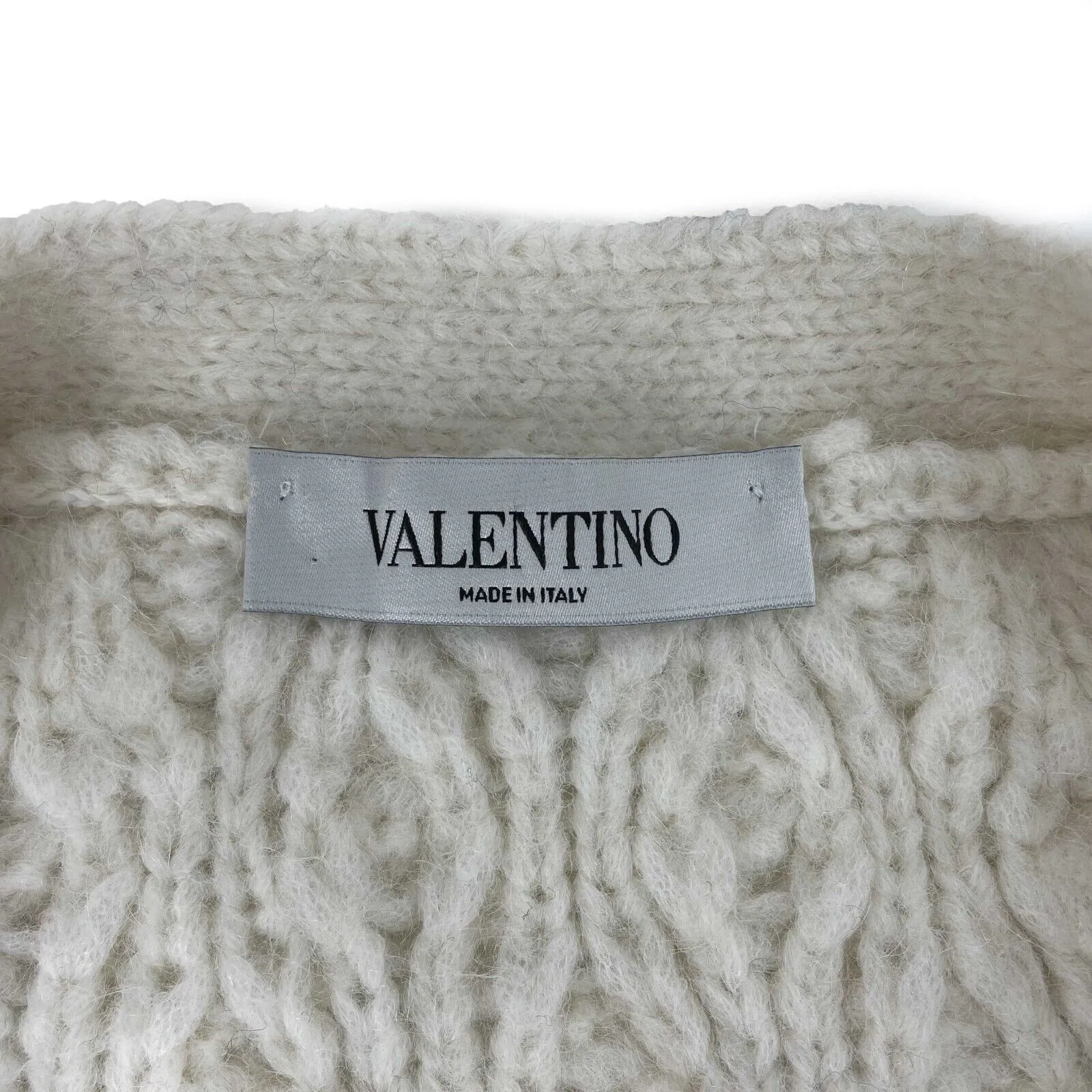 Valentino - Runway Cream / Blue Orchid Intarsia Sweater Coat - S