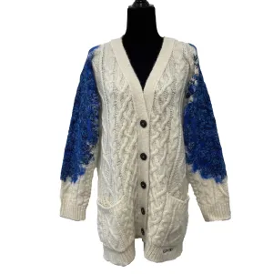 Valentino - Runway Cream / Blue Orchid Intarsia Sweater Coat - S