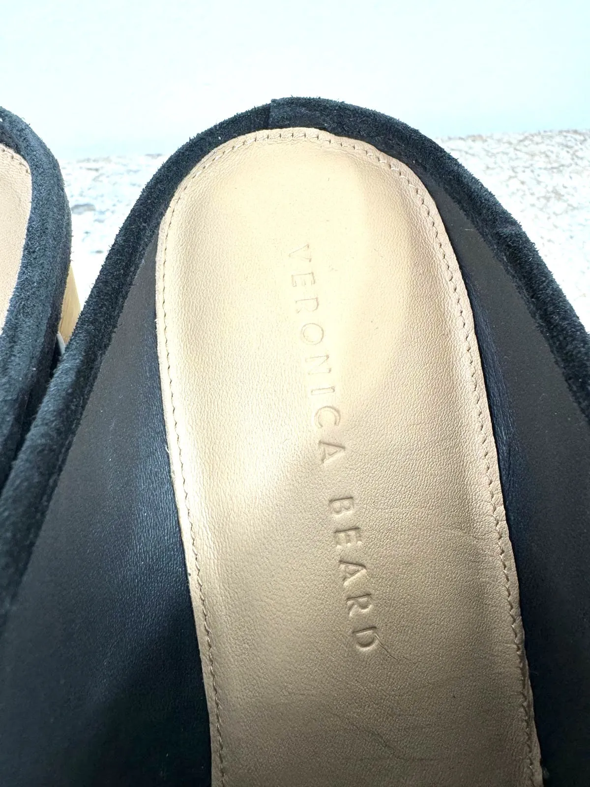 VERONICA BEARD DARCY SUEDE GOLD STUDDED CLOGS