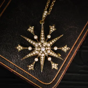 Victorian Pearl Starburst Pendant