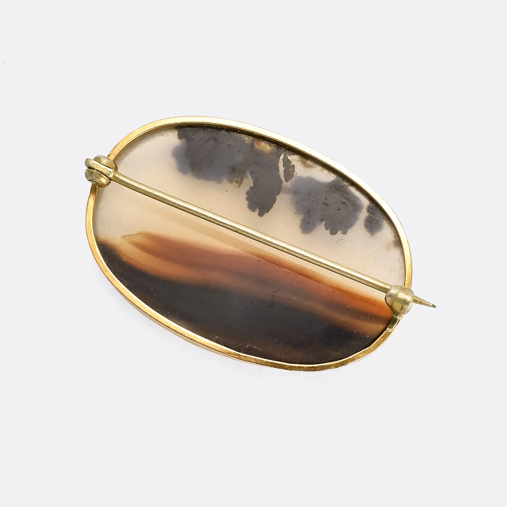 Victorian "Landscape Agate" Oval Brooch