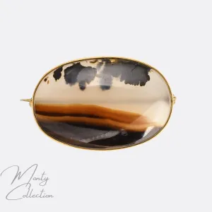 Victorian "Landscape Agate" Oval Brooch