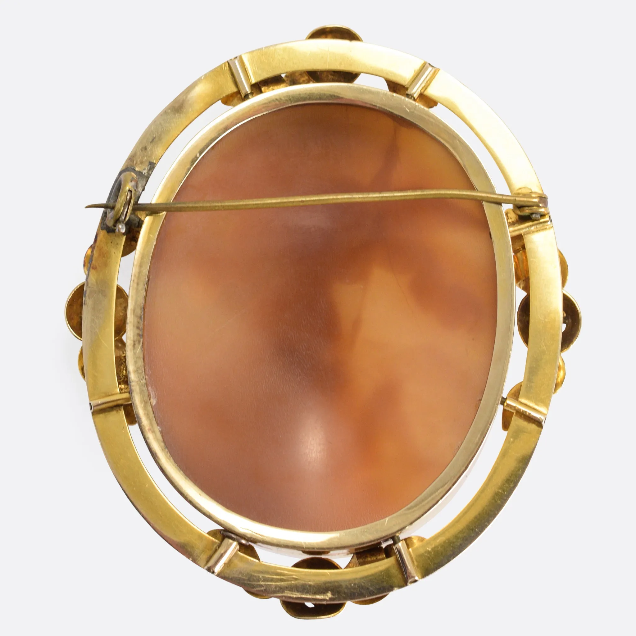 Victorian "St. Michael Vanquishing Satan" Shell Cameo Brooch