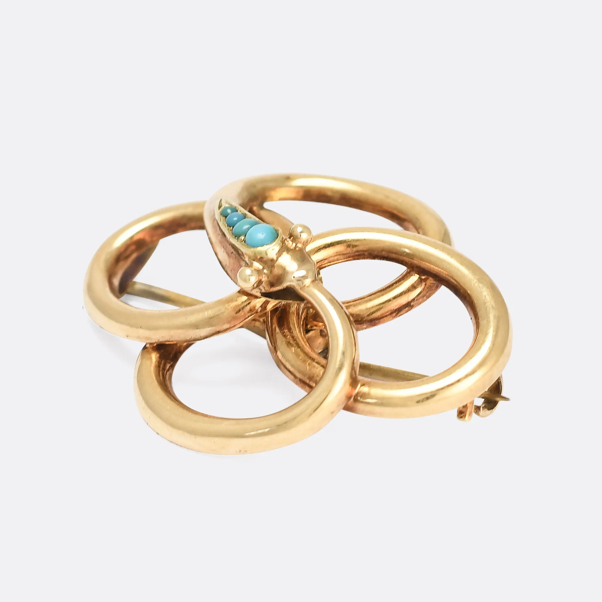 Victorian Turquoise Serpent Ouroboros Brooch