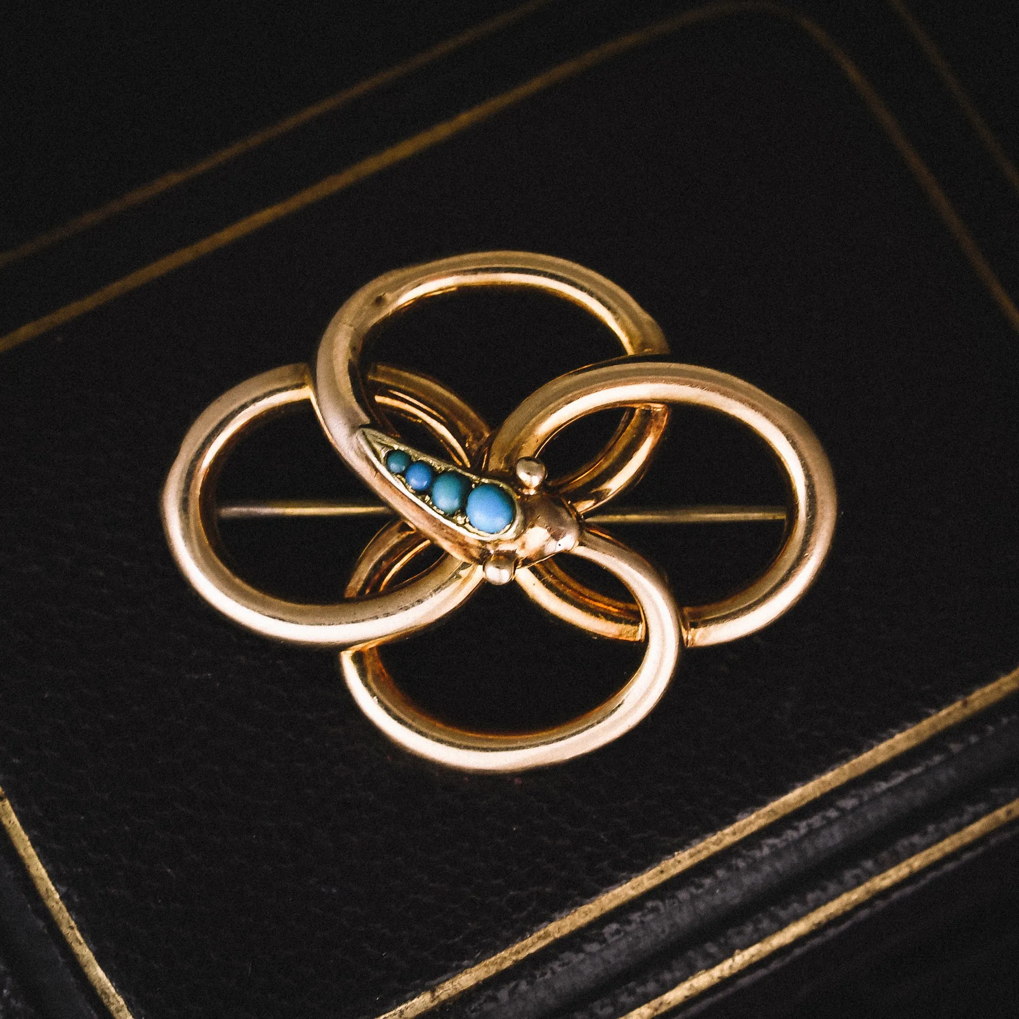 Victorian Turquoise Serpent Ouroboros Brooch