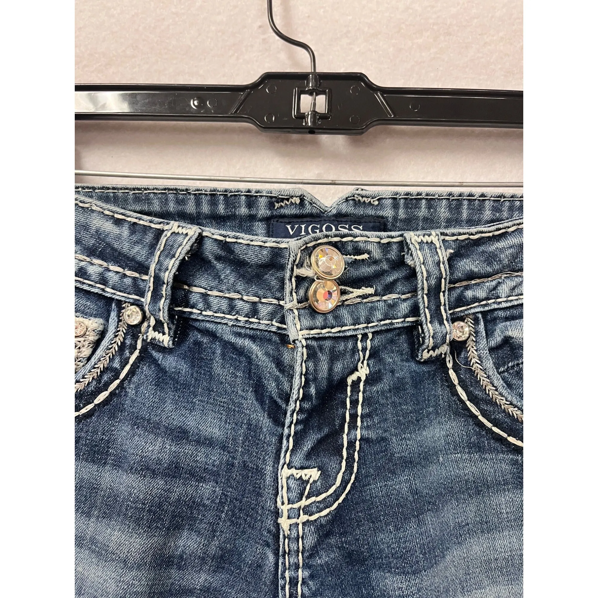 Vigoss Womens Blue Bootcut Denim Jeans Size 1/2 #8259