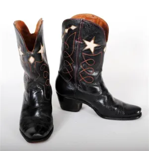 Vintage Black Cowboy Boots with Stars