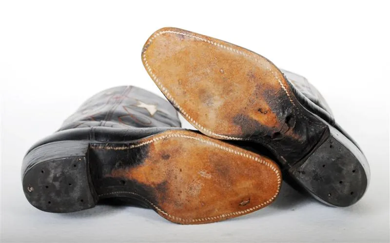 Vintage Black Cowboy Boots with Stars