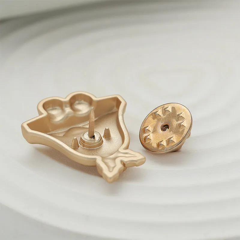Vintage Christmas Bell Matte Gold and Silver Alloy Brooch 4pcs