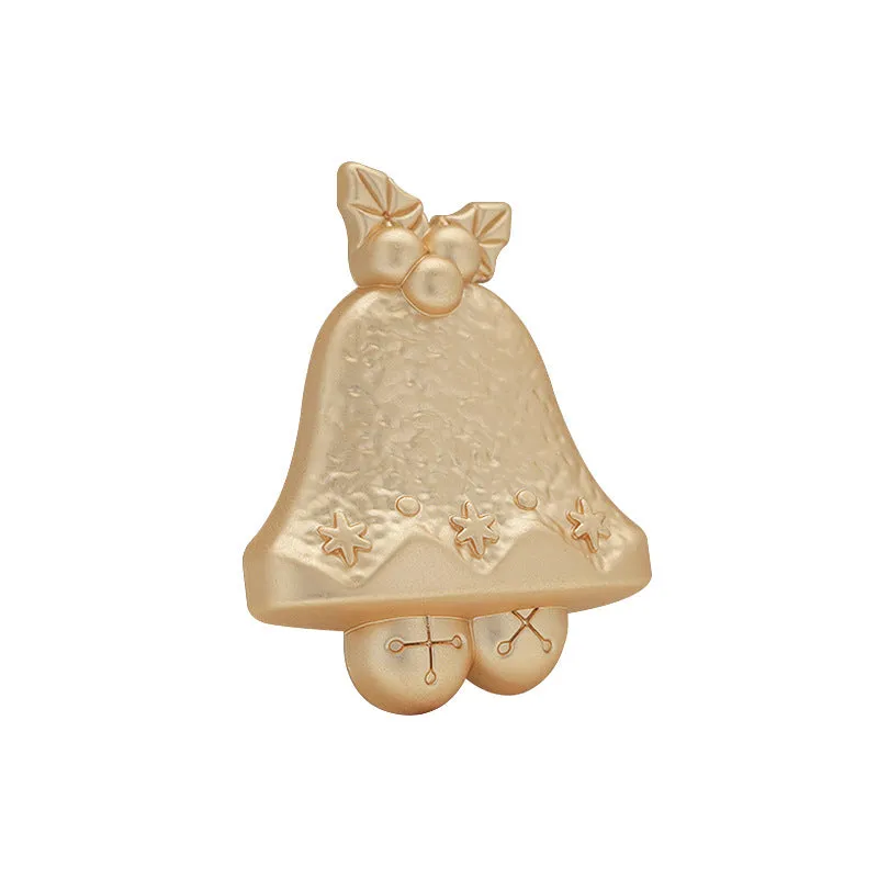 Vintage Christmas Bell Matte Gold and Silver Alloy Brooch 4pcs
