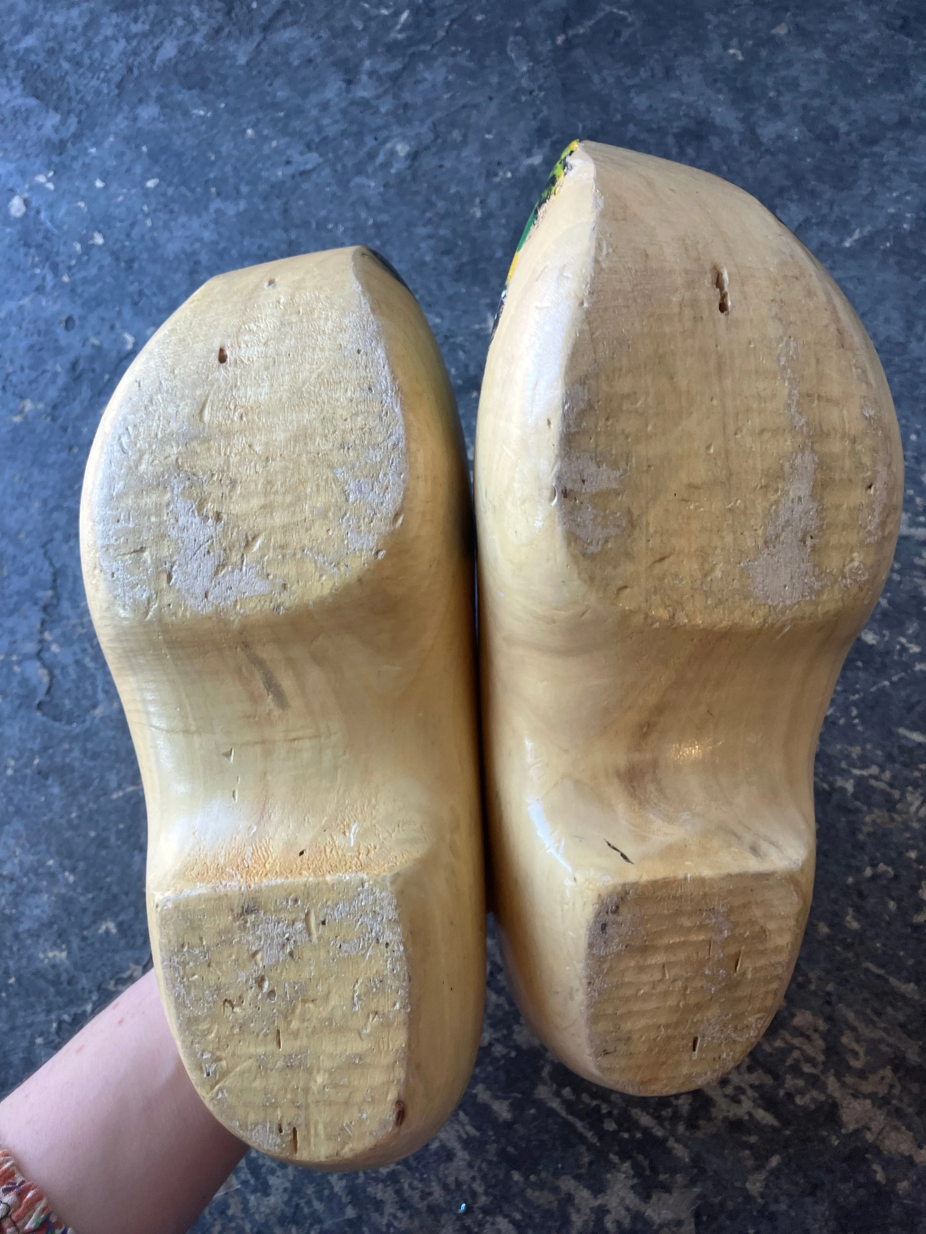 Vintage Dutch Windmill Painted Wooden Clogs