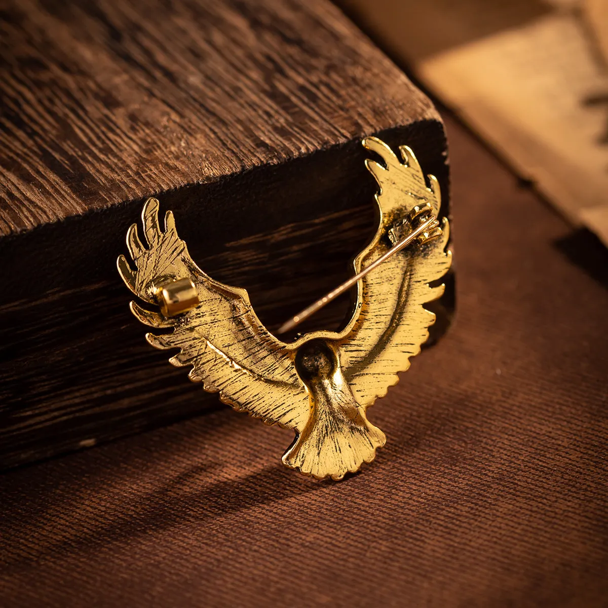 Vintage Gold Silver Retro Eagle Spread Wings Badge Brooch 3pcs