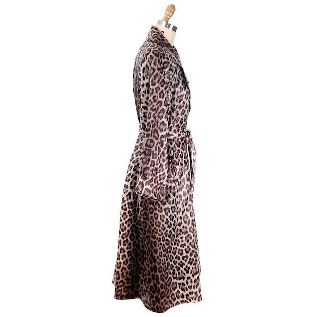 Vintage Leopard Printed Trench Coat  Count Romi 1970s M-L