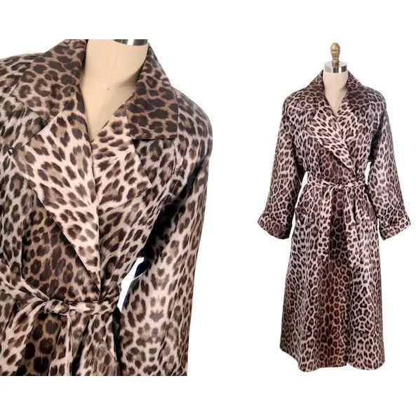 Vintage Leopard Printed Trench Coat  Count Romi 1970s M-L