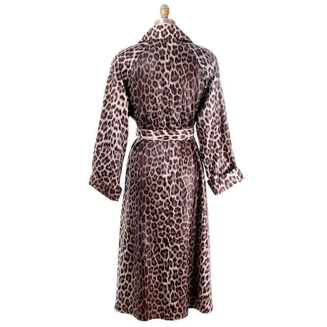 Vintage Leopard Printed Trench Coat  Count Romi 1970s M-L