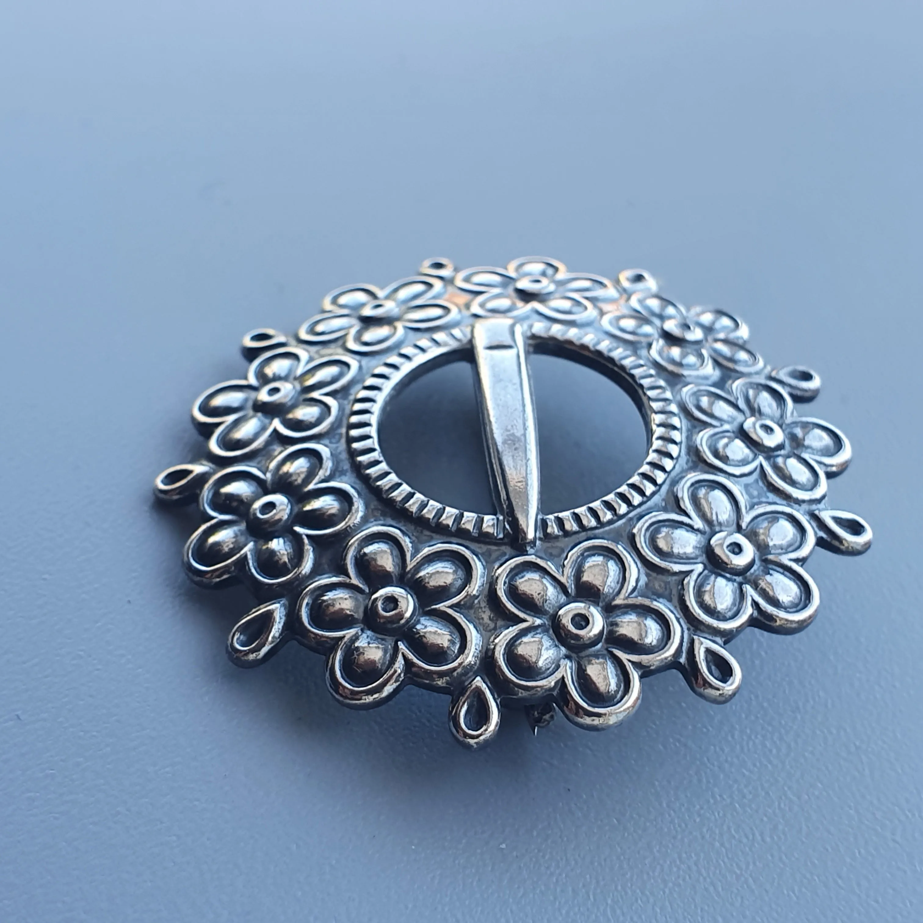 Vintage Loviisa Finnish Sterling Silver Brooch by Kalevala Koru - 18th Century Style 1984