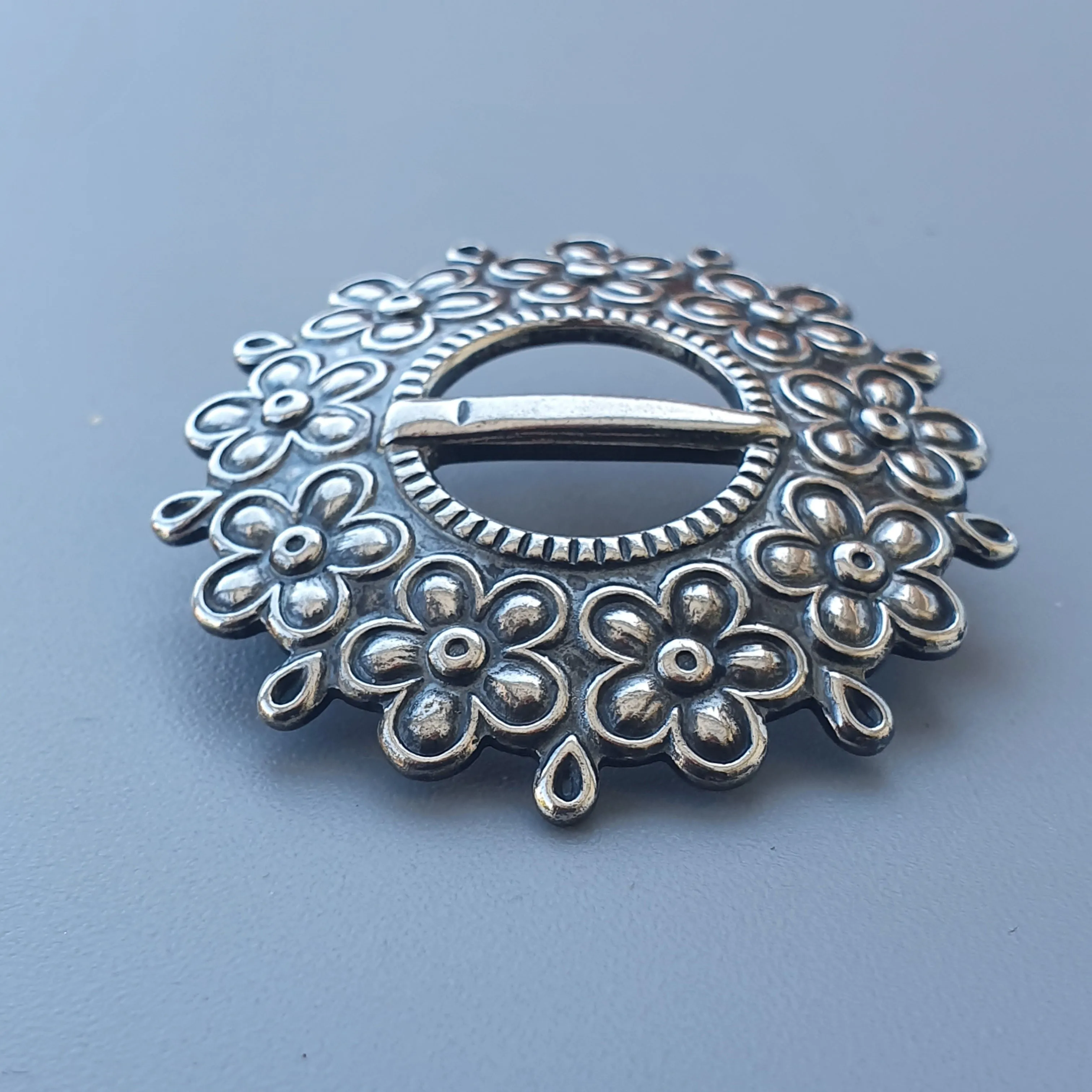 Vintage Loviisa Finnish Sterling Silver Brooch by Kalevala Koru - 18th Century Style 1984