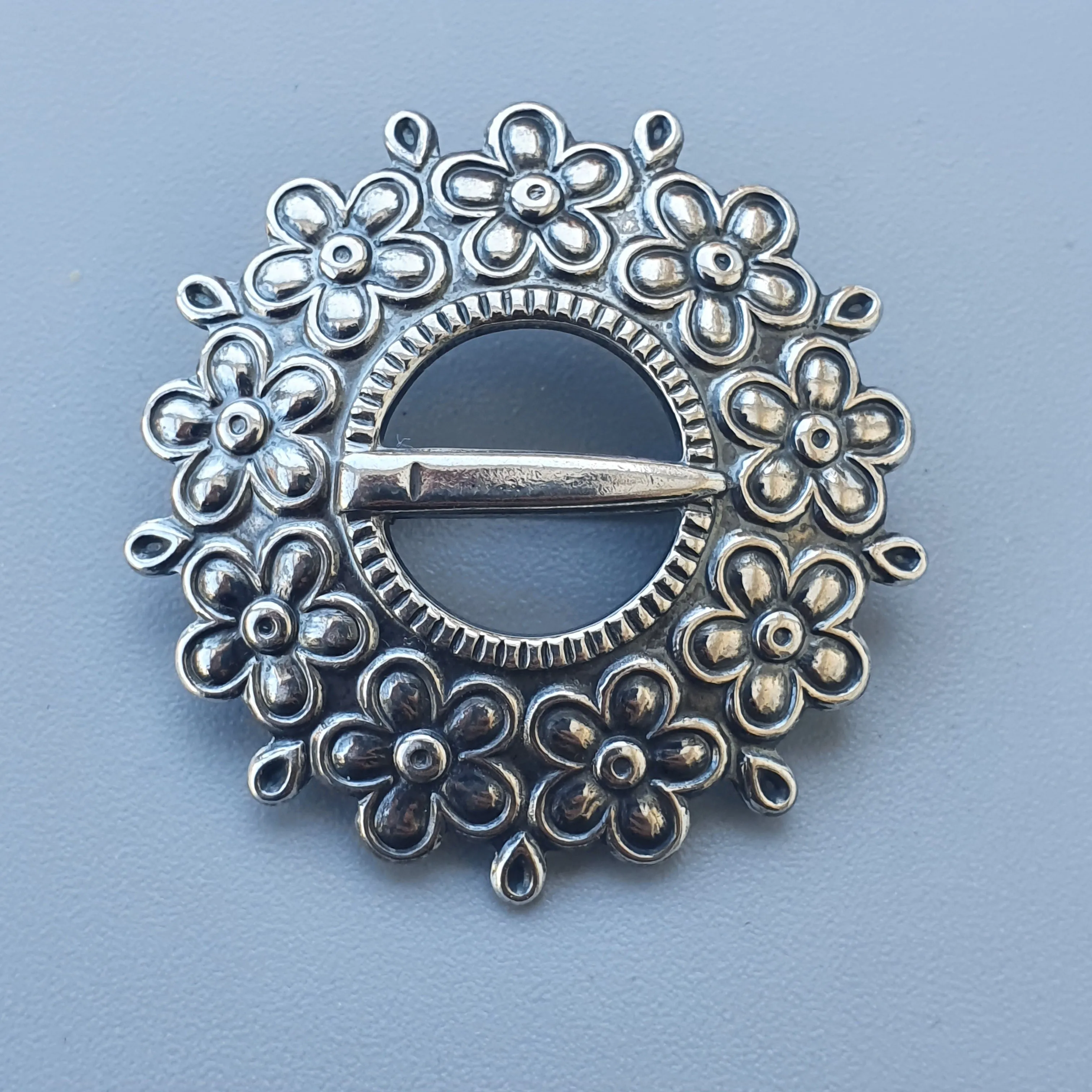 Vintage Loviisa Finnish Sterling Silver Brooch by Kalevala Koru - 18th Century Style 1984