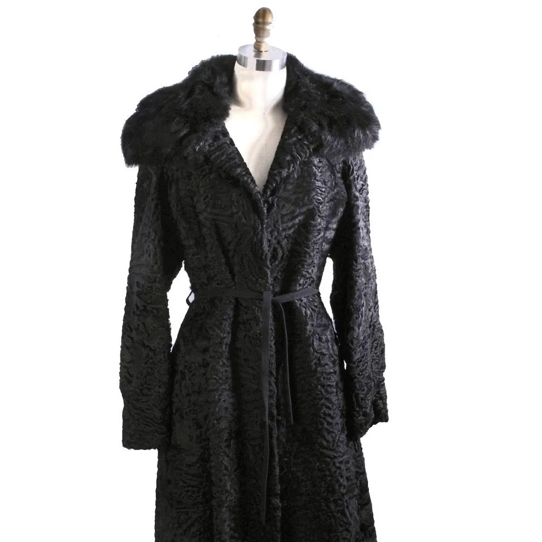 Vintage Pierre Balmain/Guy Bastid Astrakhan Womens M Trench Coat 1970s