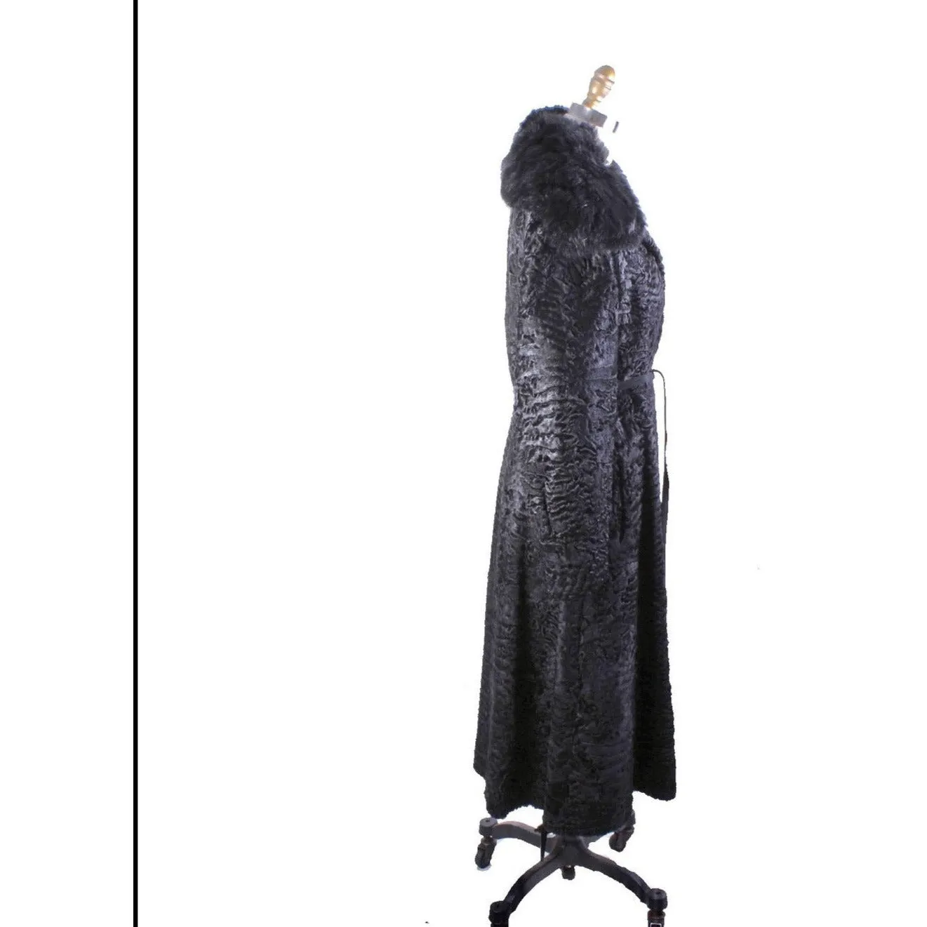 Vintage Pierre Balmain/Guy Bastid Astrakhan Womens M Trench Coat 1970s