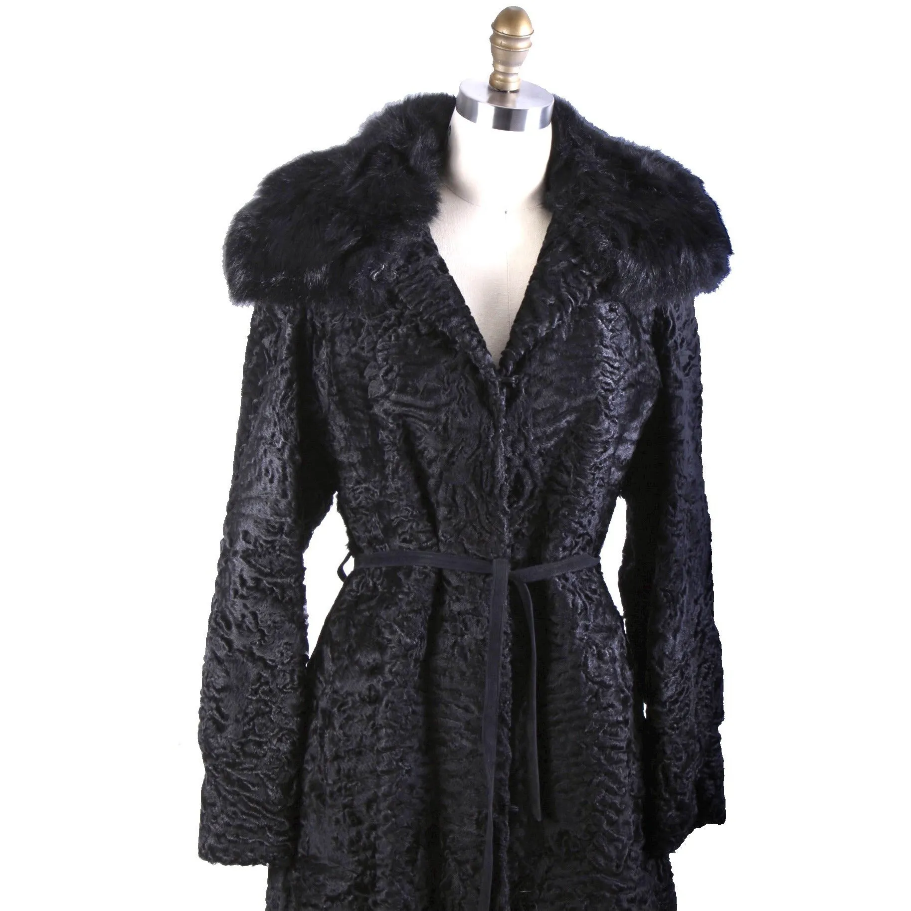 Vintage Pierre Balmain/Guy Bastid Astrakhan Womens M Trench Coat 1970s