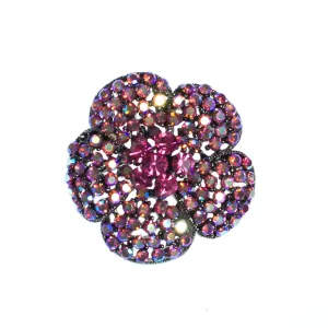 Vintage Pink Rhinestone Flower Brooch