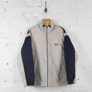 Vintage Reebok Puffer Coat - Beige/Blue - XS