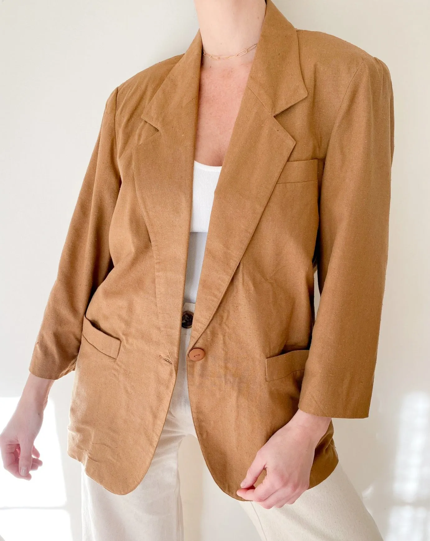Vintage Silk Camel Blazer