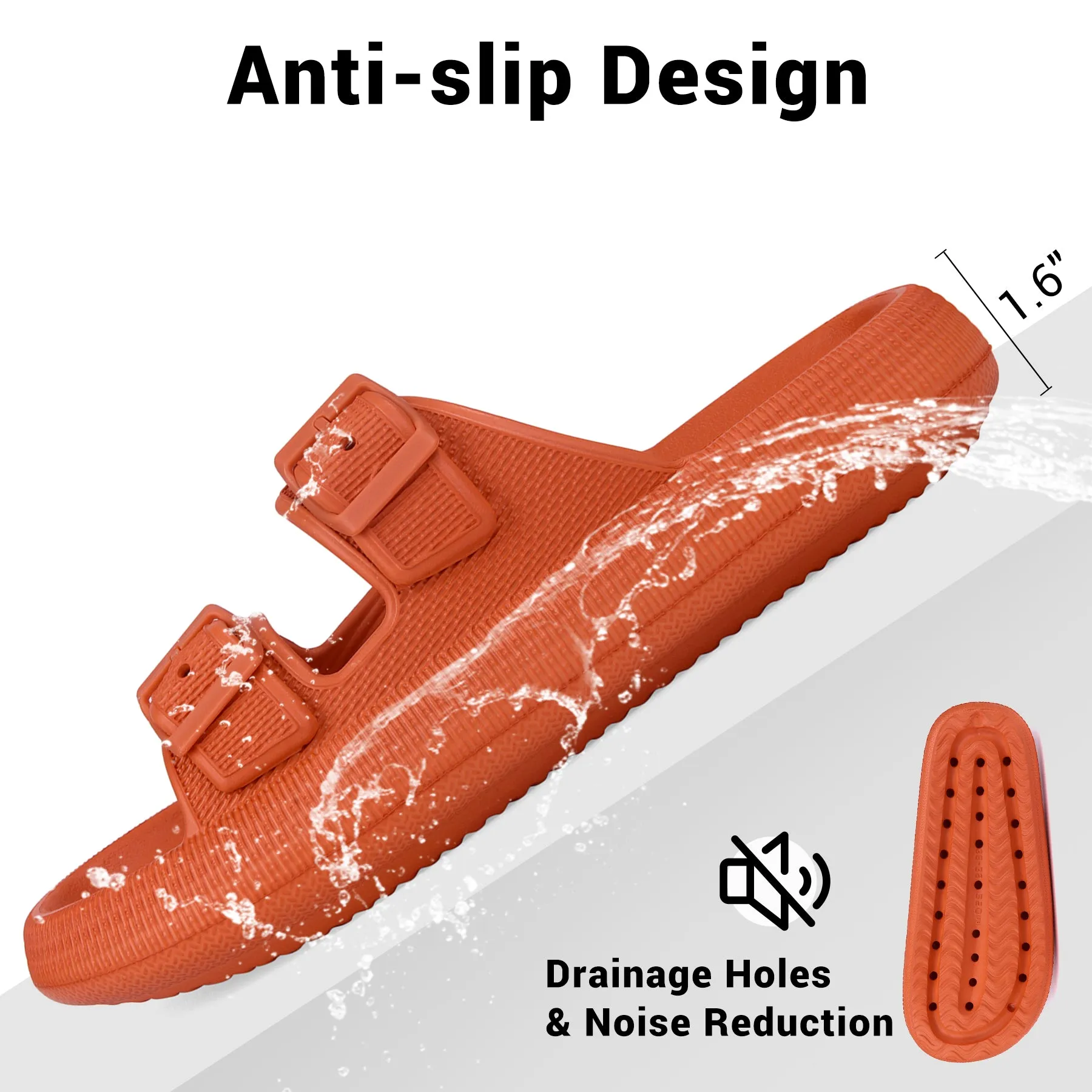 VONMAY Slides Sandals for Women and Men Sandals Soft Thick Sole Adjustable Pillow Sandals with Double Buckle