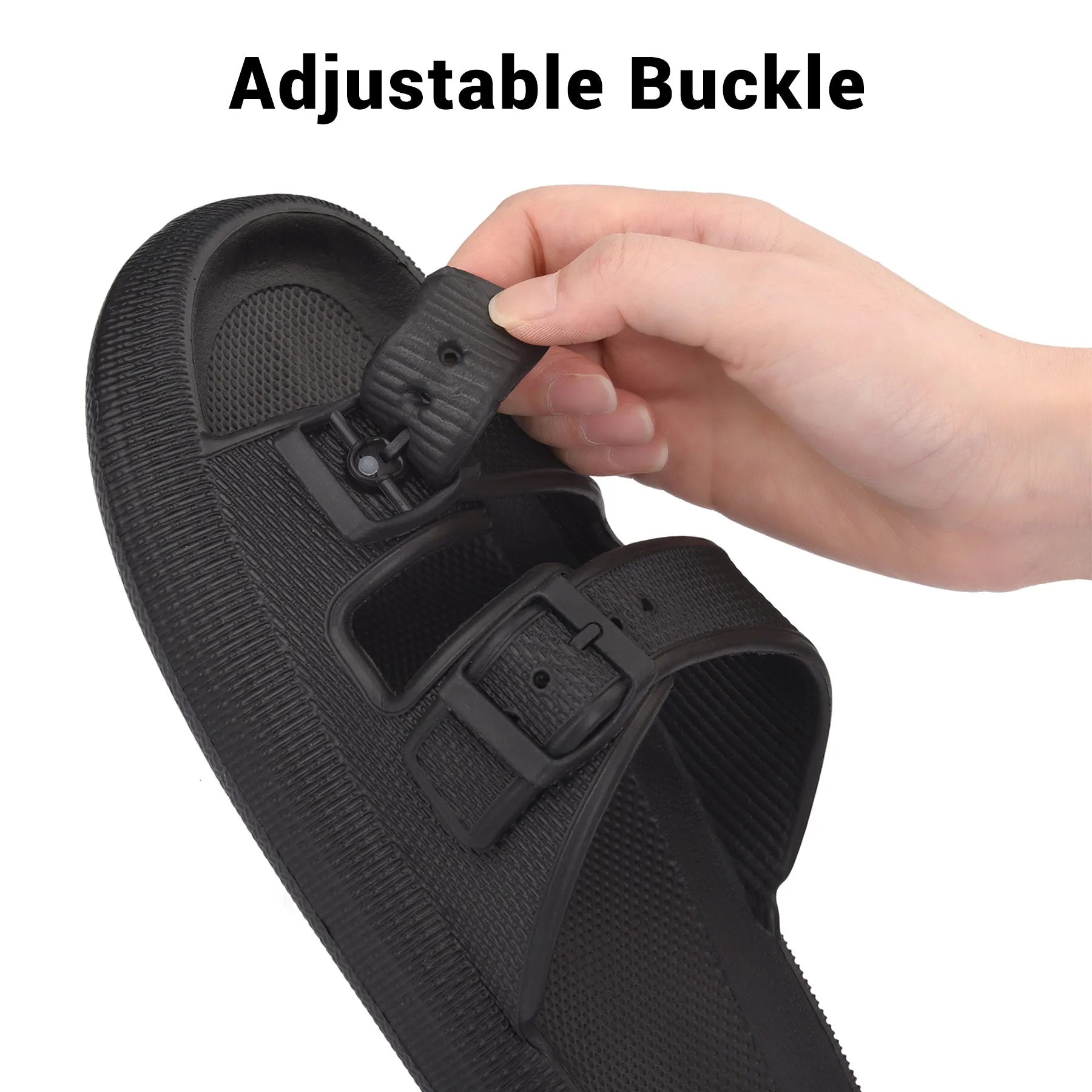 VONMAY Slides Sandals for Women and Men Sandals Soft Thick Sole Adjustable Pillow Sandals with Double Buckle