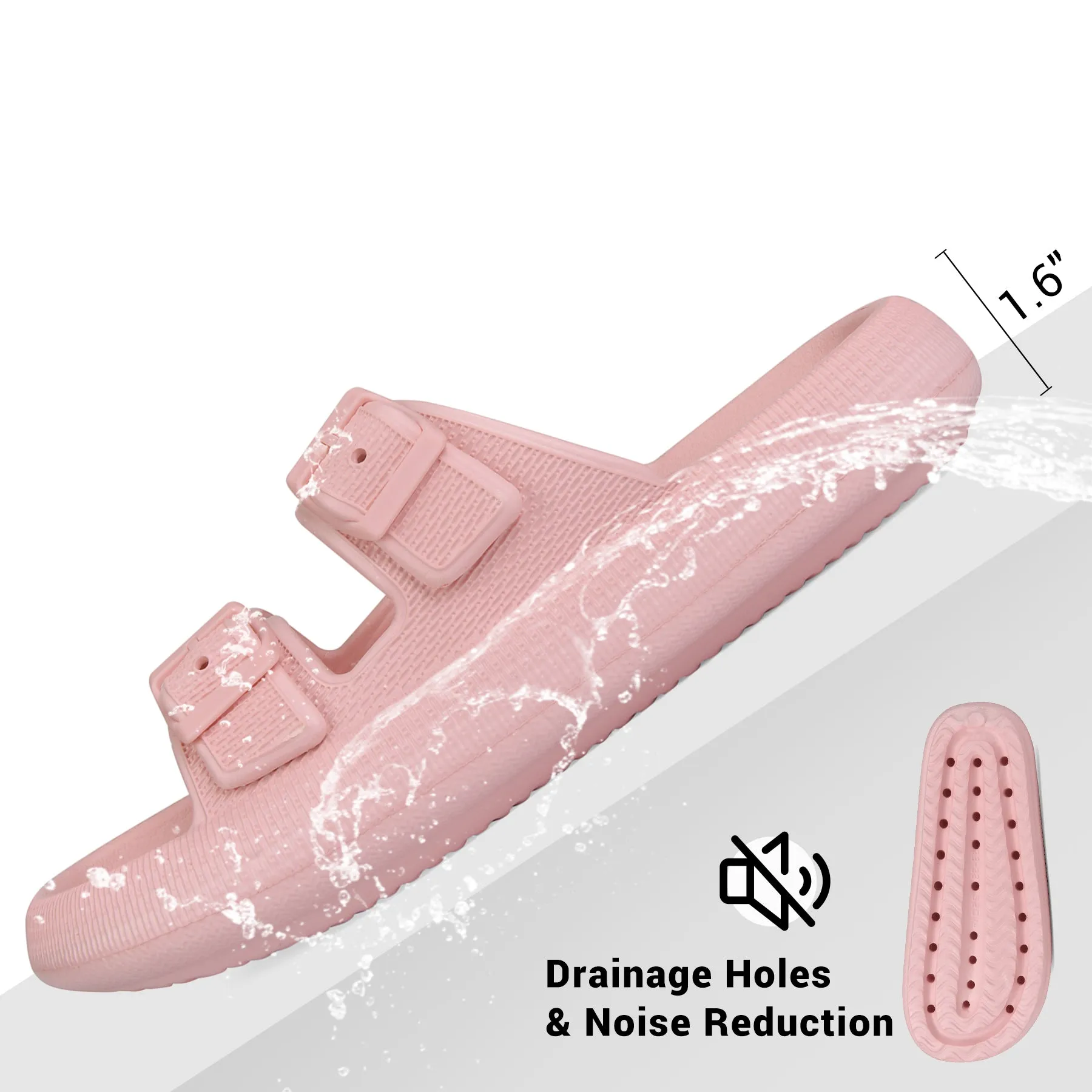 VONMAY Slides Sandals for Women and Men Sandals Soft Thick Sole Adjustable Pillow Sandals with Double Buckle