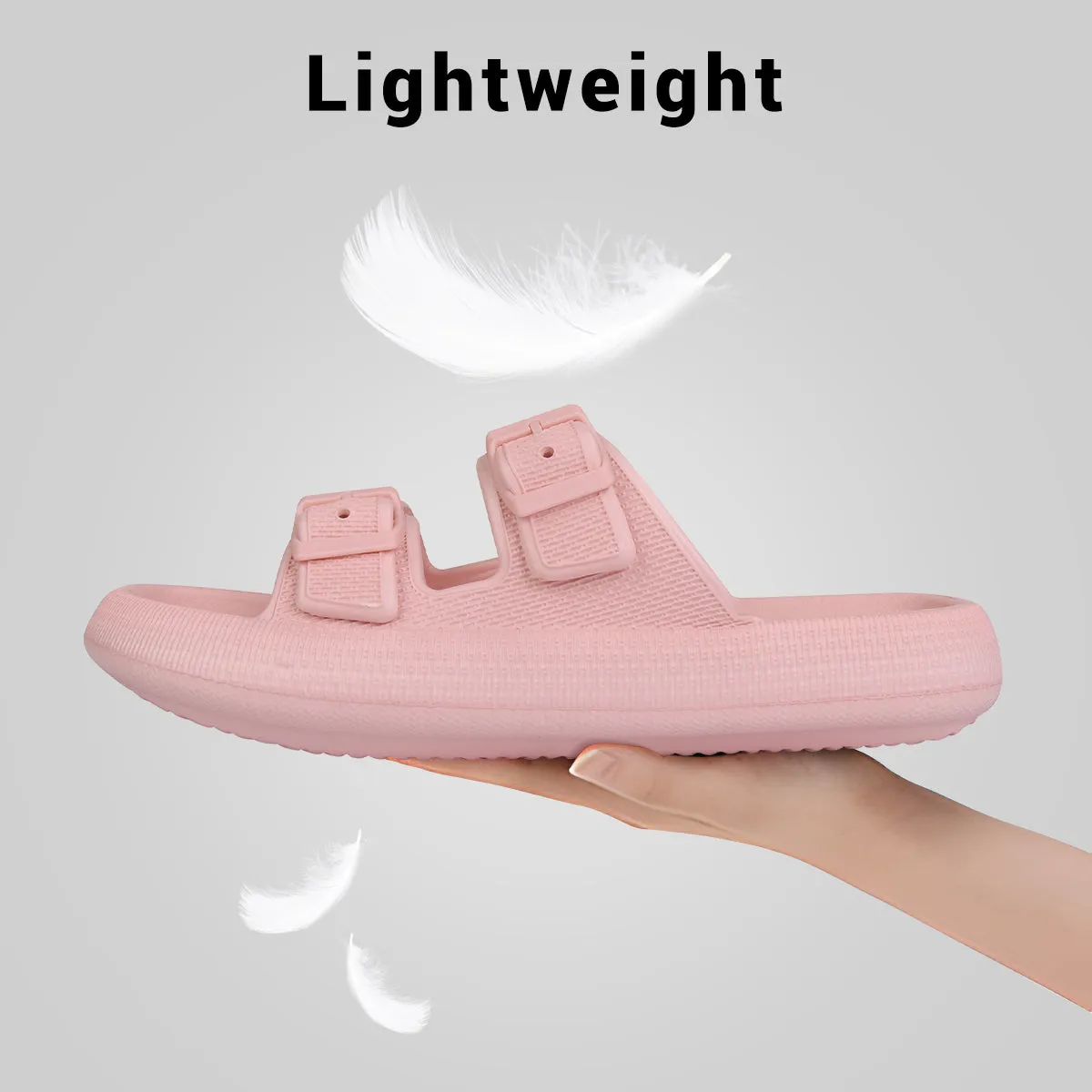 VONMAY Slides Sandals for Women and Men Sandals Soft Thick Sole Adjustable Pillow Sandals with Double Buckle