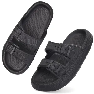 VONMAY Slides Sandals for Women and Men Sandals Soft Thick Sole Adjustable Pillow Sandals with Double Buckle