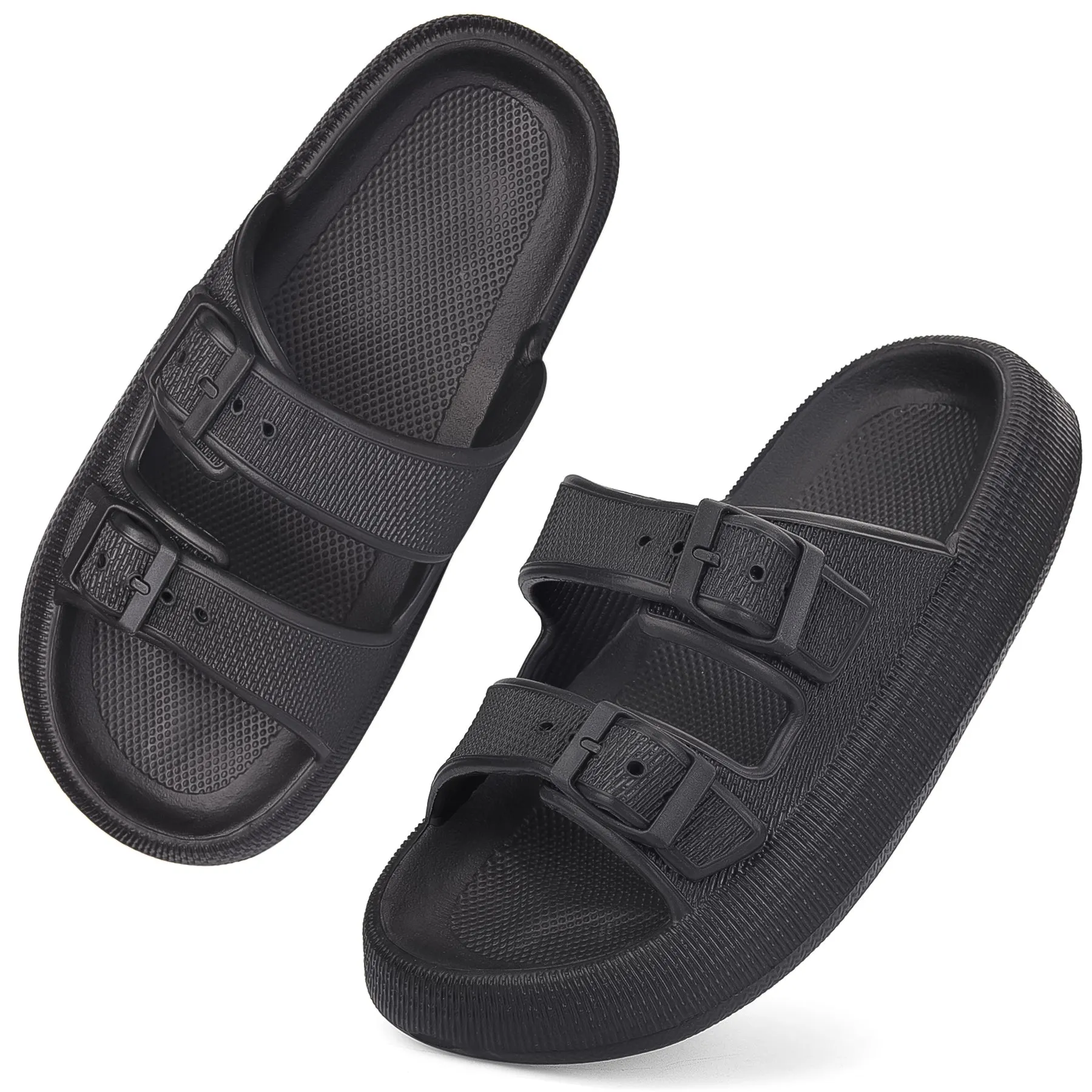 VONMAY Slides Sandals for Women and Men Sandals Soft Thick Sole Adjustable Pillow Sandals with Double Buckle