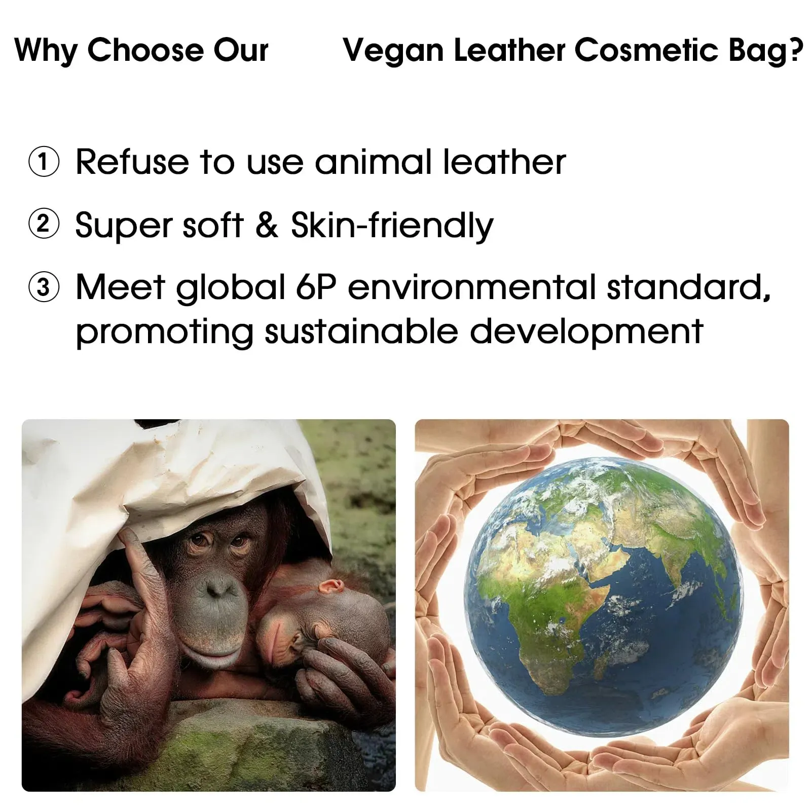 Wandering Nature Makeup Bag, Travel Make Up Organizer Cosmetic Brush Bags Case for Women in Vegan Leather, Milky White, Patent Pending