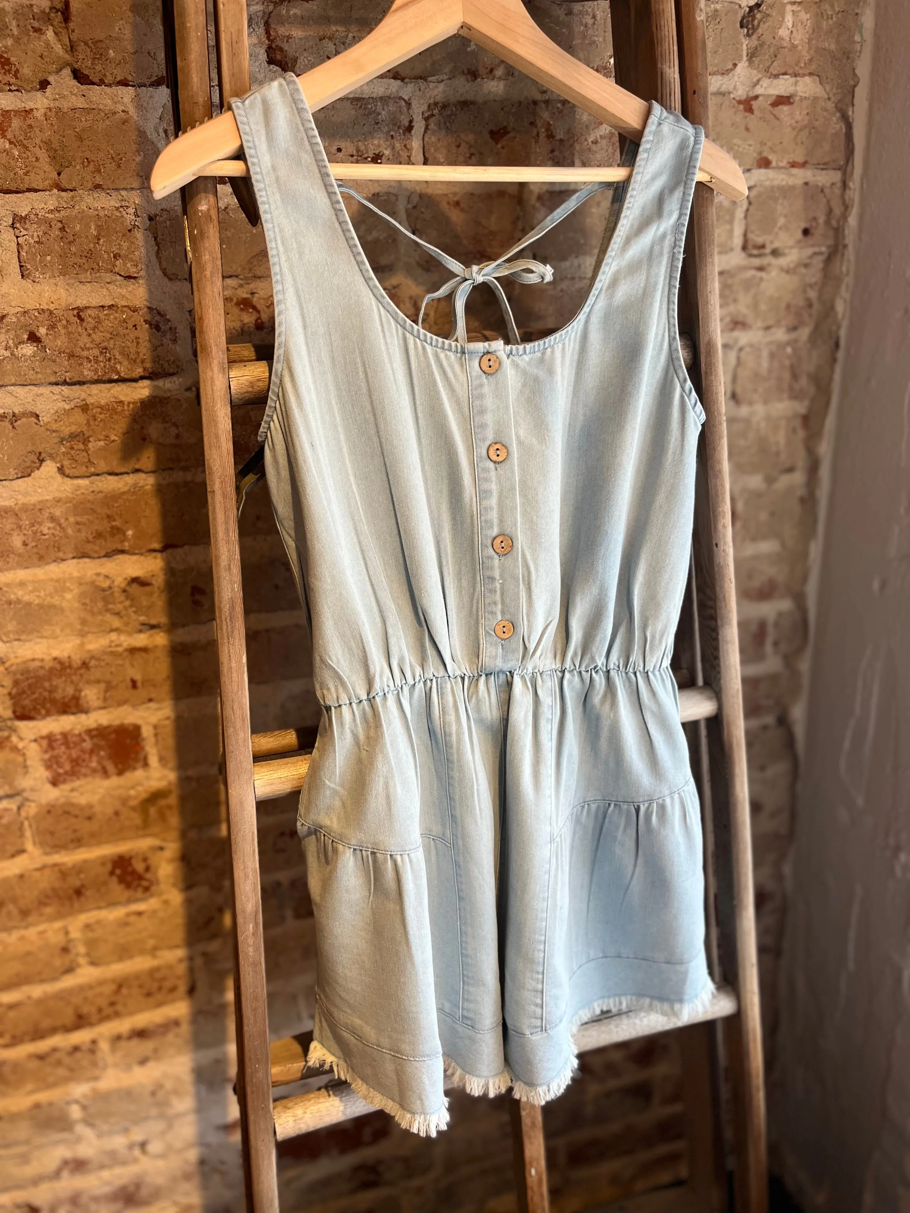 Washed Denim Romper