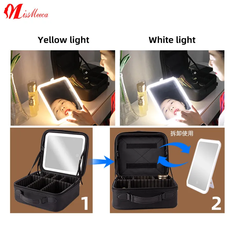 Waterproof Portable Travel Cosmetic Bags cosmetic makeup bags With Led Makeup Mirror