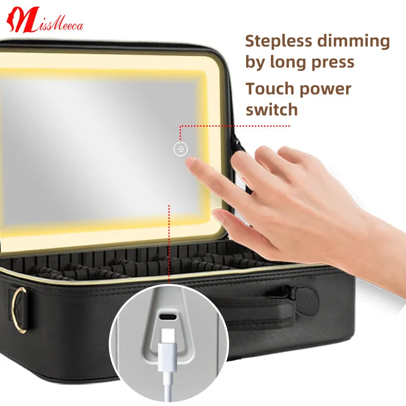 Waterproof Portable Travel Cosmetic Bags cosmetic makeup bags With Led Makeup Mirror