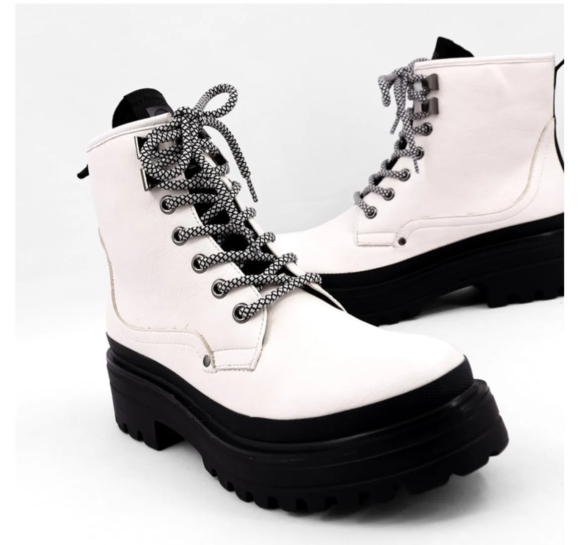 White Combat Boots