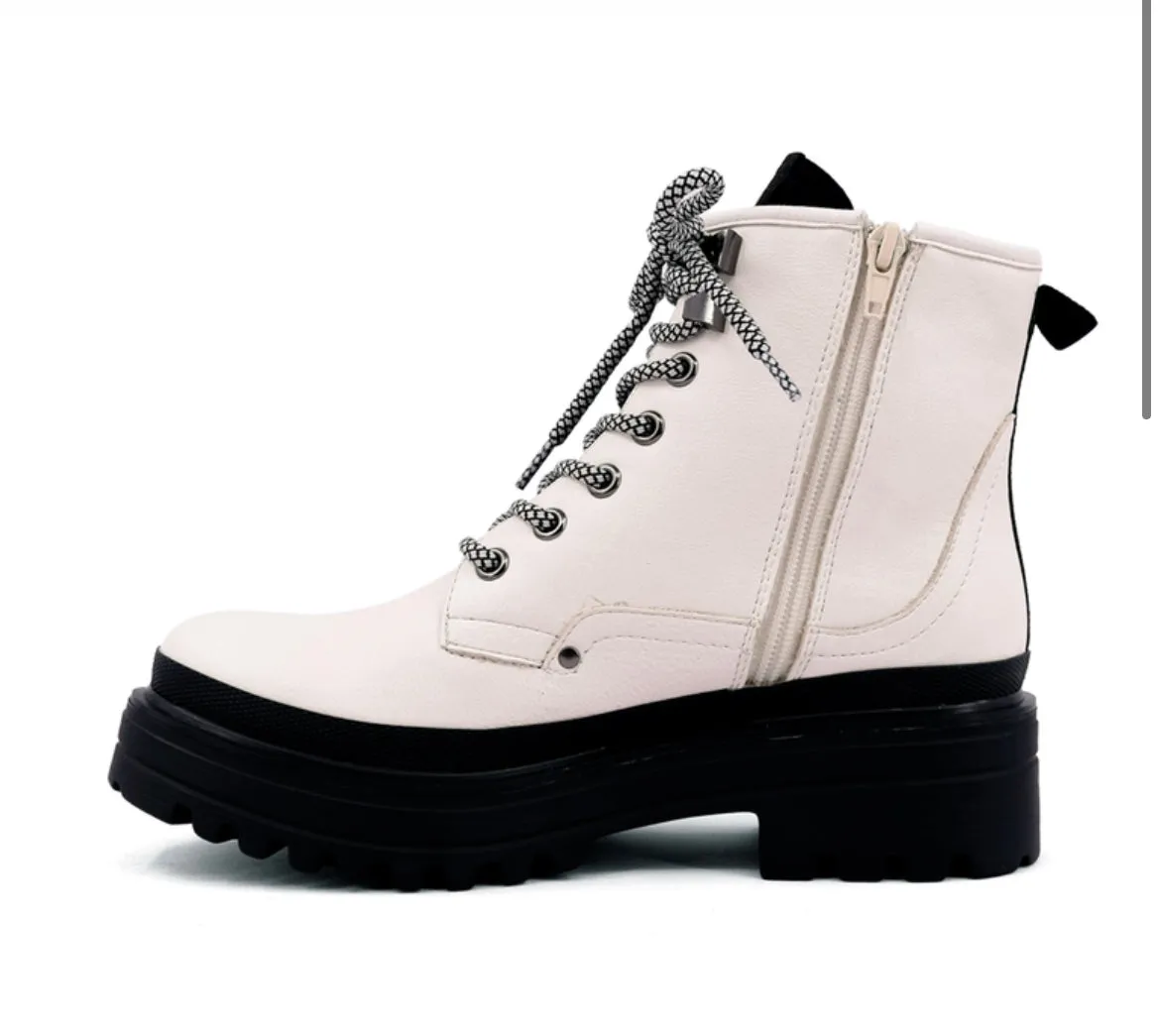 White Combat Boots