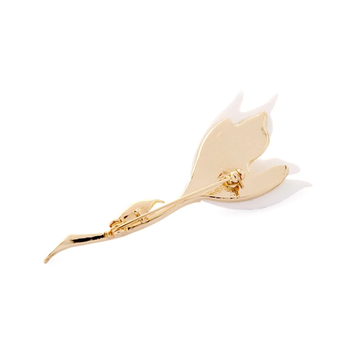 White Resin & 18K Gold-Plated Lily Brooch