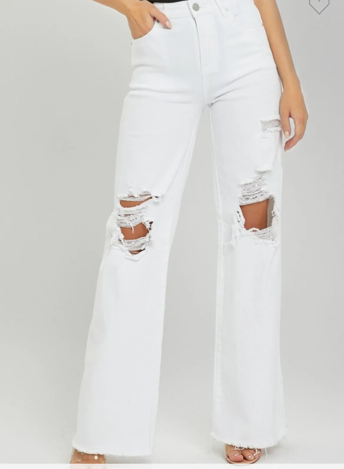 White Risen Jeans