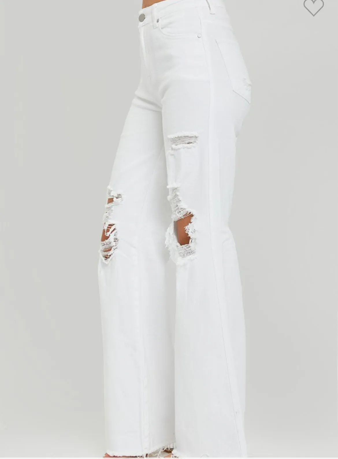 White Risen Jeans