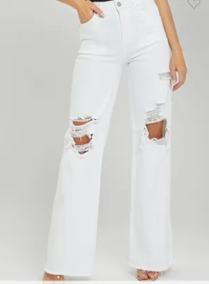 White Risen Jeans