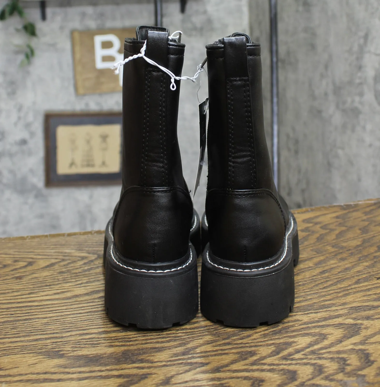 Wild Fable  Logan Wide Width Lug Combat Boots with Memory Foam Insole Black 6W