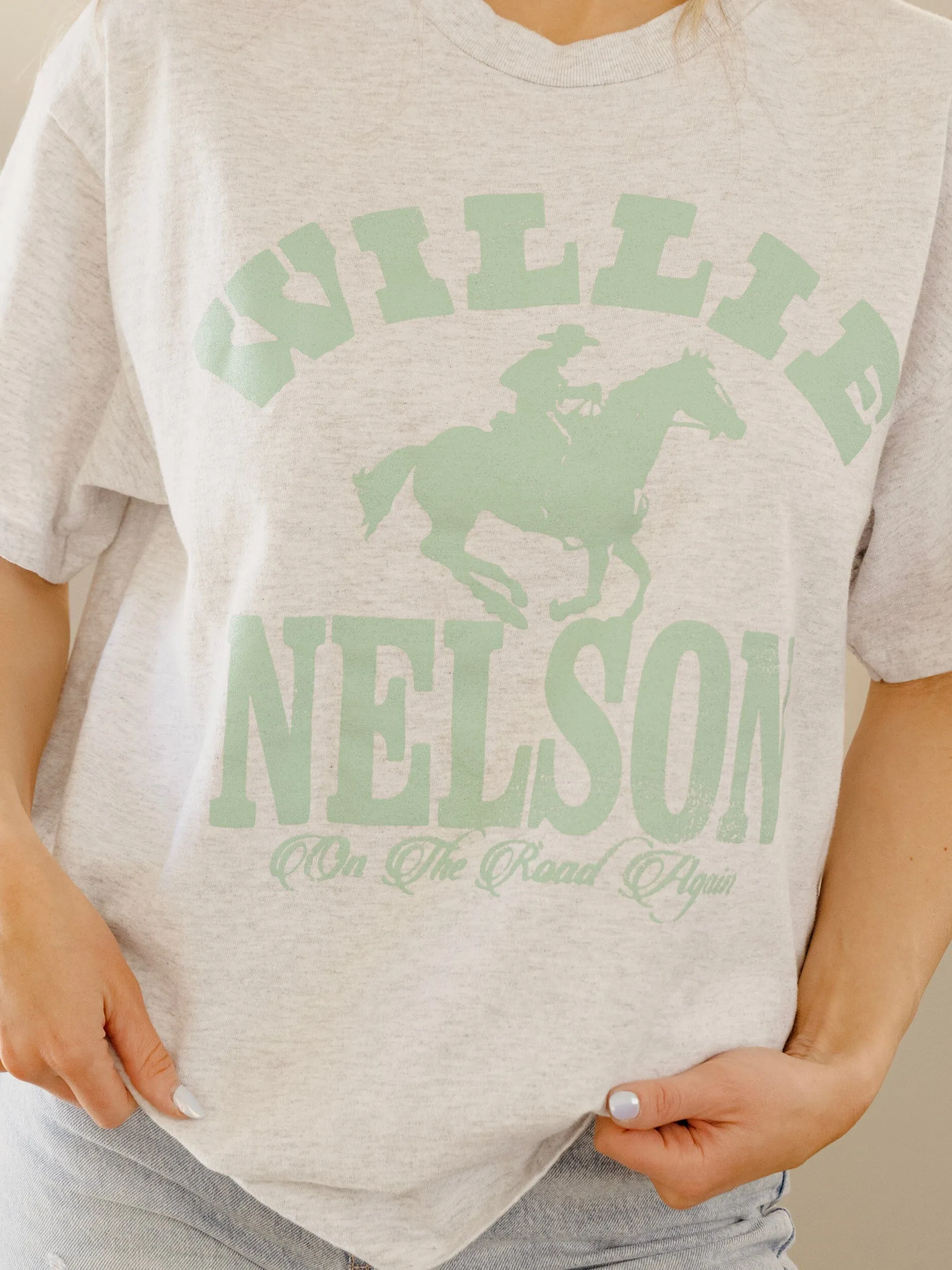 Willie Nelson Arch Horse Ash Gray Thrifted Tee