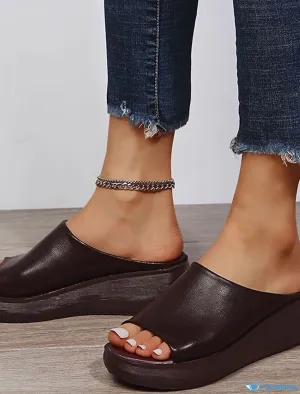 Women Slip On Wedge Peep Toe Slipper