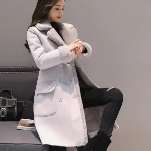 Women Suede Fur Coat Thick Warm Faux Sheepskin Long Jacket Female Overcoat 2019 Winter Fashion Solid Trench Coats Drop Shipping