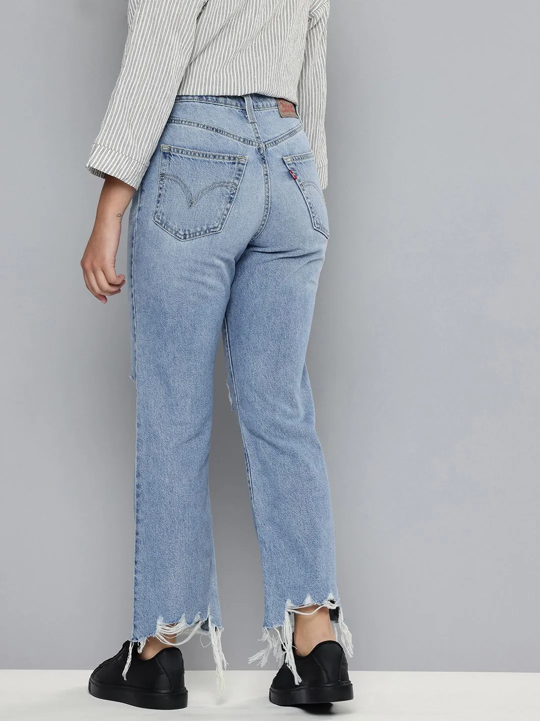Women's Blue Bootcut Fit High Rise Jeans
