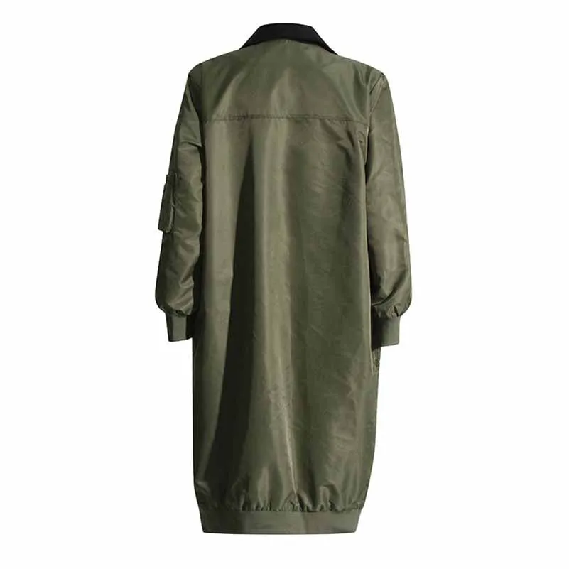 Women's Contrast Sleeve Paulah Coat Color-Spliced Long Trench Coat  Long windbreaker Jacket